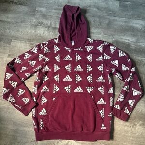 Adidas Men's Maroon Logo Hoodie